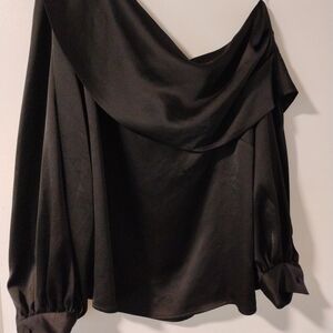 Eloquii Black Draped Blouse